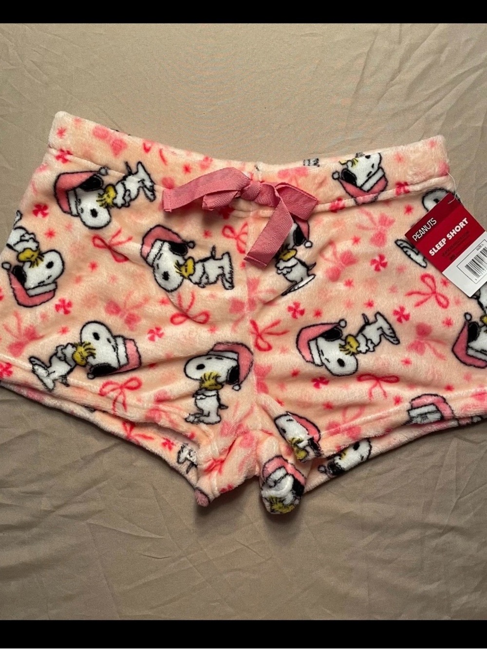 NWT Peanuts Snoopy Fleece Sleep Shorts Womens Large Soft Plush Feel